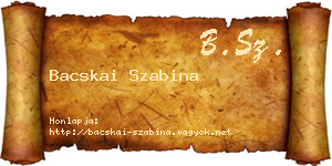 Bacskai Szabina névjegykártya